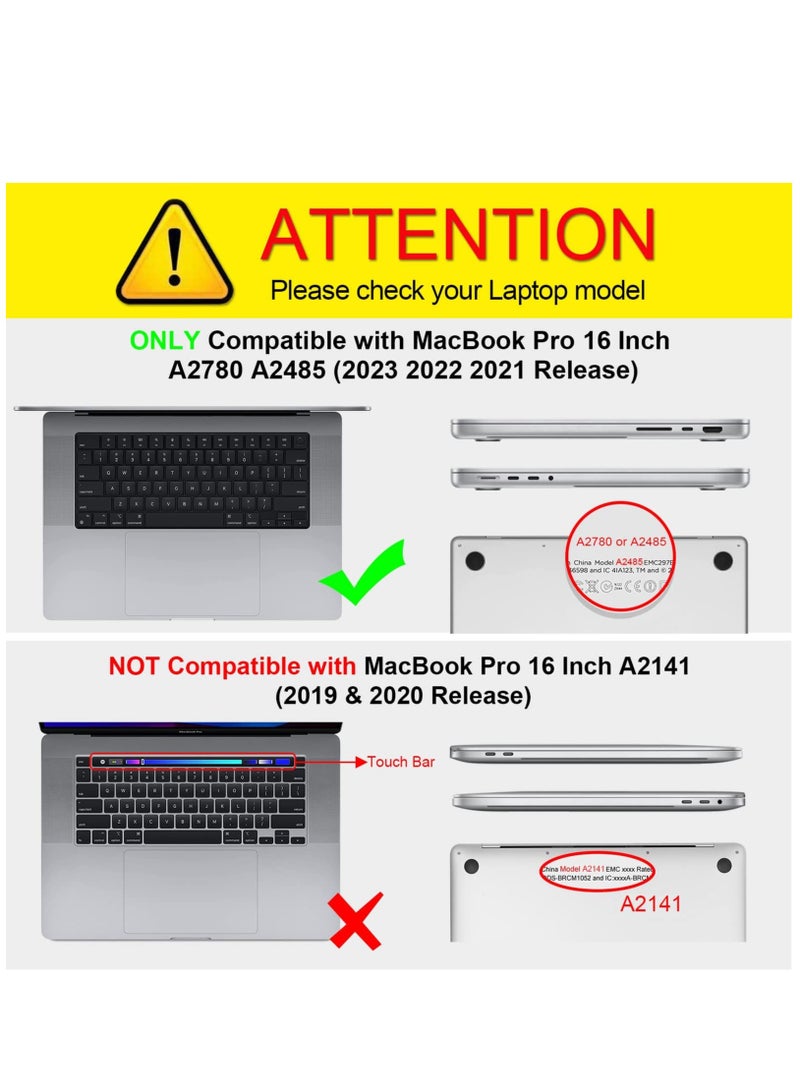 Hard Shell Case Protective Snap On Cover Compatible with MacBook Pro 16 inch Case 2023-2021 Model A2780 A2485 M2 M1 Pro/Max Clip Full Protection Plastic Hard Shell Case (Crystal Black)  - Image 2