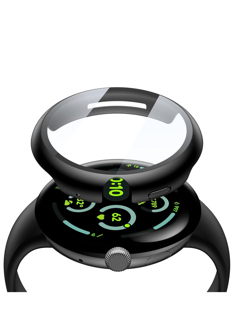 Case Hard PC Slim Face Cover for Google Pixel Watch 3 (2024) 45mm High Sensitive Screen Protector Shockproof for Google Pixel Watch (Black) - Image 1