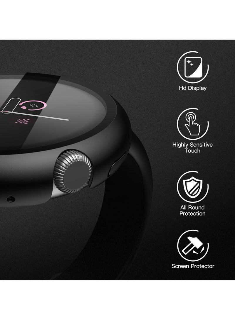 Case Hard PC Slim Face Cover for Google Pixel Watch 3 (2024) 45mm High Sensitive Screen Protector Shockproof for Google Pixel Watch (Black) - Image 3