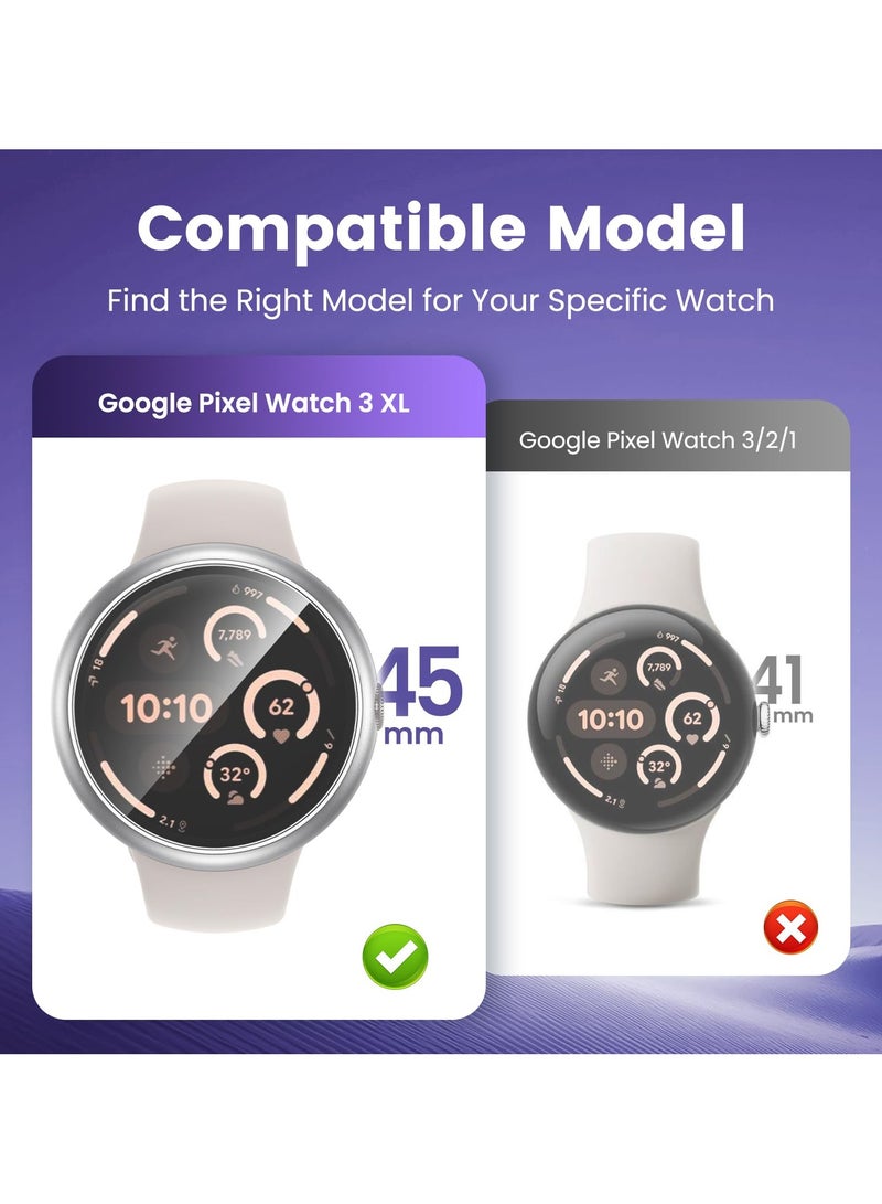 Case Hard PC Slim Face Cover for Google Pixel Watch 3 (2024) 45mm High Sensitive Screen Protector Shockproof for Google Pixel Watch (Black) - Image 2