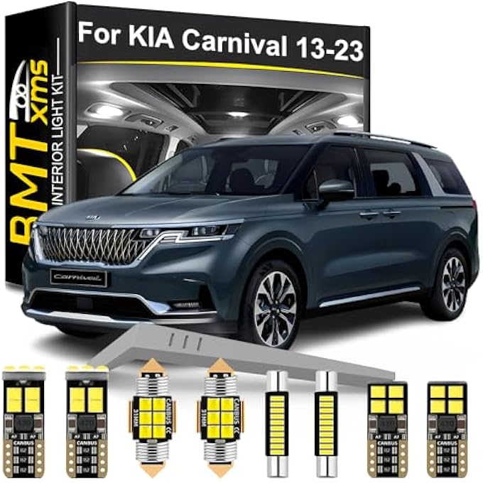 BMT xms طقم إضاءة داخلية LED بديل لسيارة كيا كارنيفال 2014-2023، 14 قطعة، لمبات بيضاء باردة 6000 كلفن - Image 1