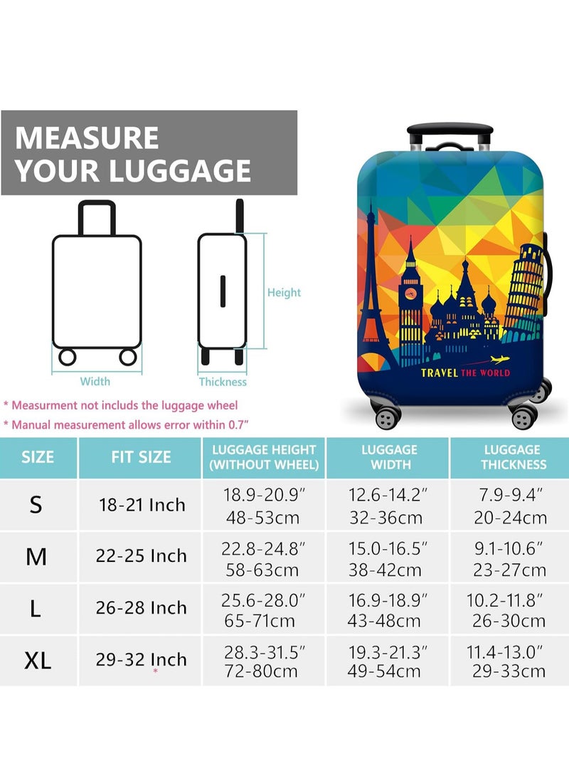 Travel Luggage Cover Washable Suitcase Cover Protector Anti-Scratch and Dust-Proof Suitcase Cover Fits 18/24/28/32 Inch Suitcase Spandex Protective Cover (European Attractions) - Image 4