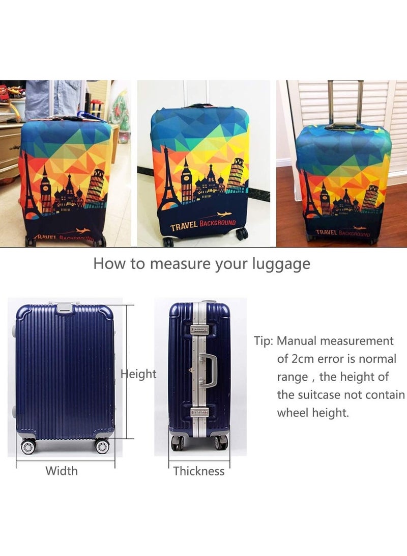 Travel Luggage Cover Washable Suitcase Cover Protector Anti-Scratch and Dust-Proof Suitcase Cover Fits 18/24/28/32 Inch Suitcase Spandex Protective Cover (European Attractions) - Image 5