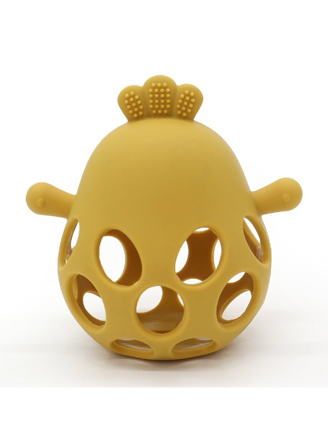 Mini Treasures BPA Free Silicone Baby Chicken Teething Toys| Baby Hand Teether Mitten for Sucking Needs| Baby Chew Toys Hand Pacifier for Soothing Teething Pain Relief - Gold - Image 2