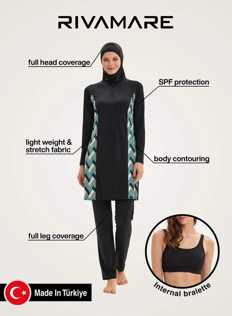 Rivamare  Tayba Burkini 5-Piece Modest Swimwear Set for Women | Best Price UAE