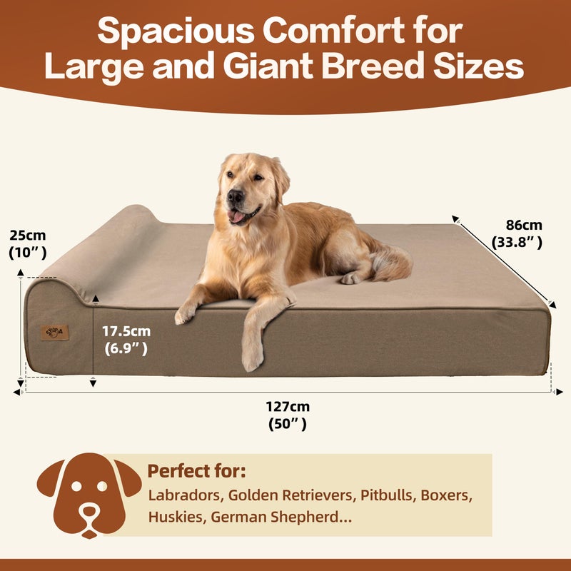 Sytopia XXL 35D Memory Foam Dog Bed for Extra Large Dogs â€“ 7" Thick Orthopedic Pet Couch for Seniors and Big Breeds up to 150 Pounds, with Water-Resistant Liner & Washable Cover â€“ Brown - Image 2