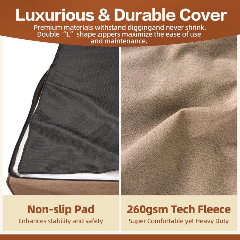 Sytopia XXL 35D Memory Foam Dog Bed for Extra Large Dogs â€“ 7" Thick Orthopedic Pet Couch for Seniors and Big Breeds up to 150 Pounds, with Water-Resistant Liner & Washable Cover â€“ Brown - Image 4
