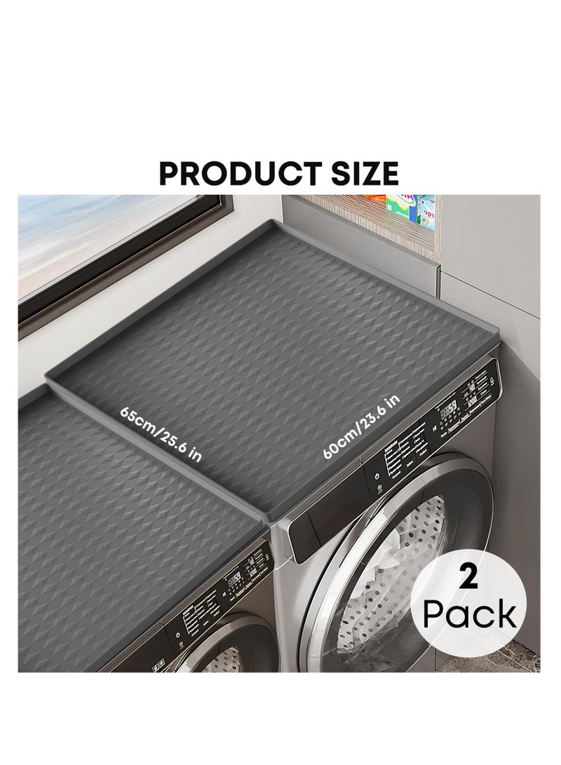 SYOSI أغطية غسالات ومجففات للجزء العلوي، 25.6''x 23.6'' حصيرة واقية من السيليكون للمجفف غير قابلة للانزلاق مقاومة للماء غطاء آلة الغسيل واقي للتحميل العلوي لمغسلة المطبخ - Image 2