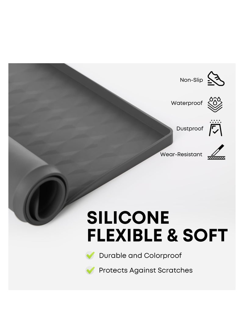 SYOSI أغطية غسالات ومجففات للجزء العلوي، 25.6''x 23.6'' حصيرة واقية من السيليكون للمجفف غير قابلة للانزلاق مقاومة للماء غطاء آلة الغسيل واقي للتحميل العلوي لمغسلة المطبخ - Image 3