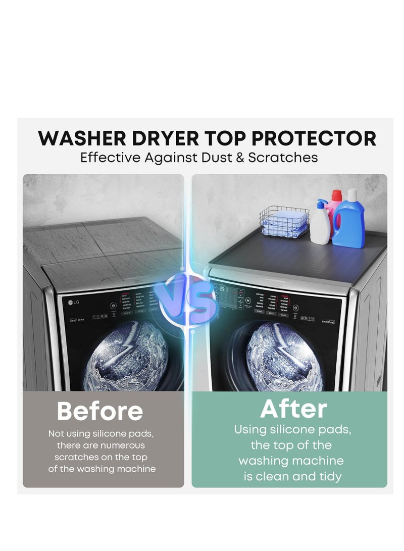 SYOSI أغطية غسالات ومجففات للجزء العلوي، 25.6''x 23.6'' حصيرة واقية من السيليكون للمجفف غير قابلة للانزلاق مقاومة للماء غطاء آلة الغسيل واقي للتحميل العلوي لمغسلة المطبخ - Image 5