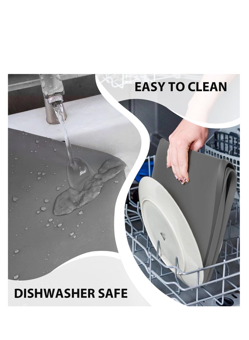 SYOSI أغطية غسالات ومجففات للجزء العلوي، 25.6''x 23.6'' حصيرة واقية من السيليكون للمجفف غير قابلة للانزلاق مقاومة للماء غطاء آلة الغسيل واقي للتحميل العلوي لمغسلة المطبخ - Image 4
