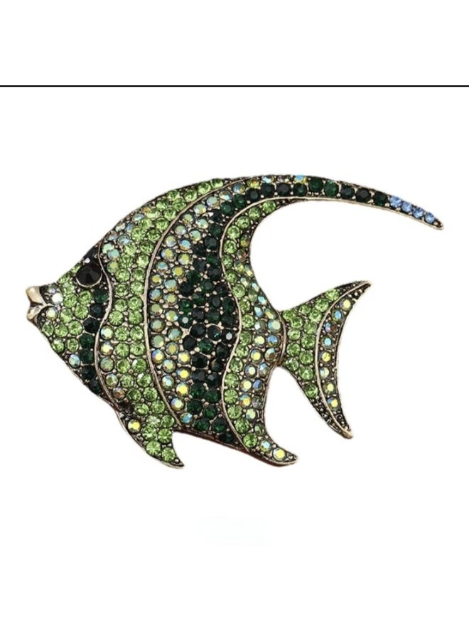Luxury & Trendy Crystal Rhinestone Accessory Brooch Pin for Women, for clothes and Bags Fashion Enamel Available in different shapes and colors Gold/Silver (Angel Fish 2) - Image 1