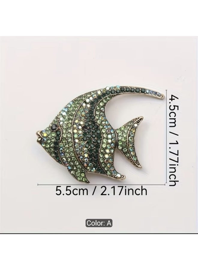 Luxury & Trendy Crystal Rhinestone Accessory Brooch Pin for Women, for clothes and Bags Fashion Enamel Available in different shapes and colors Gold/Silver (Angel Fish 2) - Image 3
