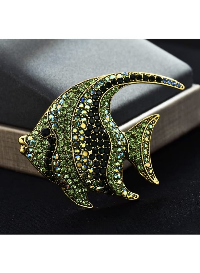 Luxury & Trendy Crystal Rhinestone Accessory Brooch Pin for Women, for clothes and Bags Fashion Enamel Available in different shapes and colors Gold/Silver (Angel Fish 2) - Image 4