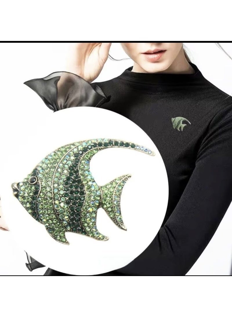 Luxury & Trendy Crystal Rhinestone Accessory Brooch Pin for Women, for clothes and Bags Fashion Enamel Available in different shapes and colors Gold/Silver (Angel Fish 2) - Image 5