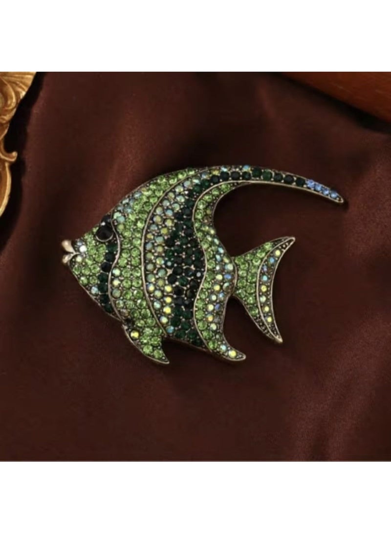 Luxury & Trendy Crystal Rhinestone Accessory Brooch Pin for Women, for clothes and Bags Fashion Enamel Available in different shapes and colors Gold/Silver (Angel Fish 2) - Image 2