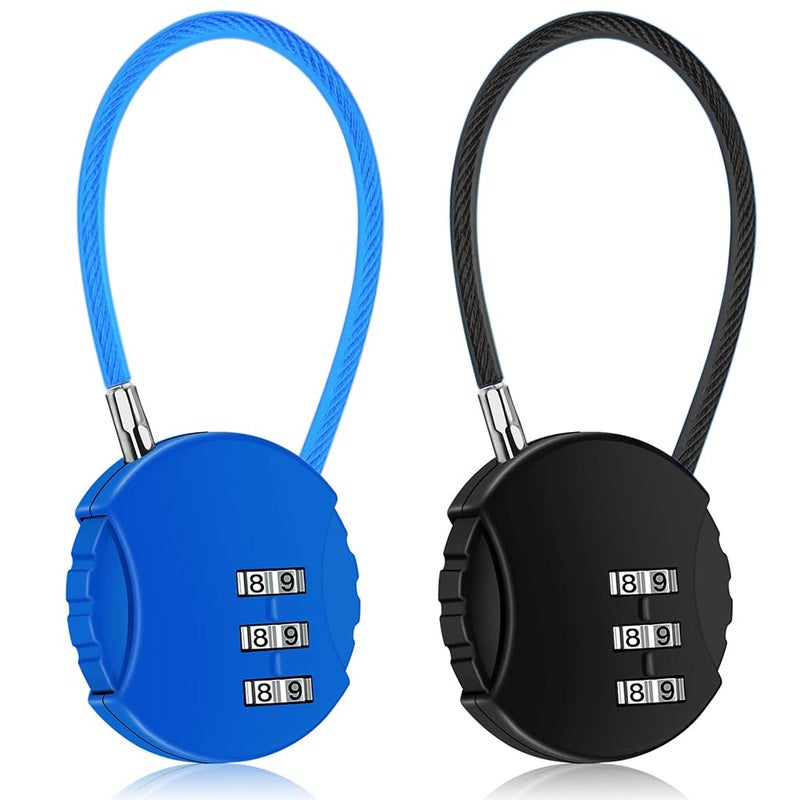 HASTHIP® Zinc Alloy 2Pcs Luggage Number Lock, Combination Lock Padlock 3 Digit Outdoor Waterproof Padlock for School Gym Locker, Sports Locker, Fence, Toolbox, Gate, Case, Hasp Storage (Black&Blue) - Image 1