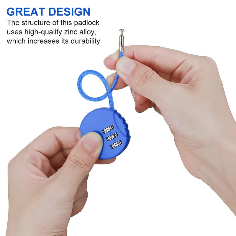 HASTHIP® Zinc Alloy 2Pcs Luggage Number Lock, Combination Lock Padlock 3 Digit Outdoor Waterproof Padlock for School Gym Locker, Sports Locker, Fence, Toolbox, Gate, Case, Hasp Storage (Black&Blue) - Image 5