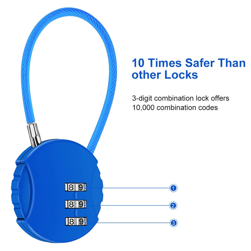 HASTHIP® Zinc Alloy 2Pcs Luggage Number Lock, Combination Lock Padlock 3 Digit Outdoor Waterproof Padlock for School Gym Locker, Sports Locker, Fence, Toolbox, Gate, Case, Hasp Storage (Black&Blue) - Image 2