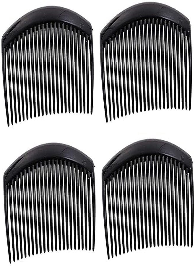 DazzleDiva Thin Side Comb 4Pcs (Black) Hair Clip Hairpin Plastic Hair Slides Side Comb Juda Pin slide Clip Hairpin Side Combs Hair Accessories for Women and Girls Pack of 4 - Image 1