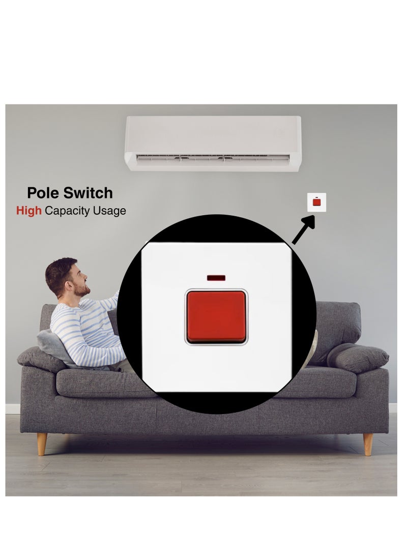 Hi Max High power electric air conditioner switch, Hi Max Electric Button Switch Socket turn on/off Single Intermediate White Plastic, High quality pole switch. - Image 5