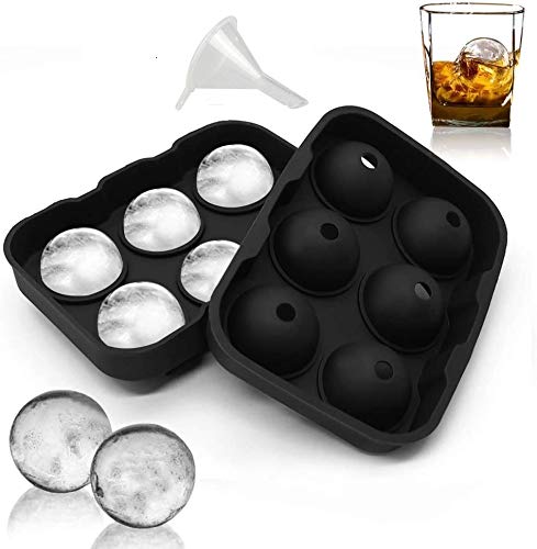 Luvina Ice Cube Trays Silicone Ice Ball Maker with Lid Ice Cube Molds for Whiskey, Reusable and BPA Free Ice Cube Trays Silicone Round Black (1) - Image 1