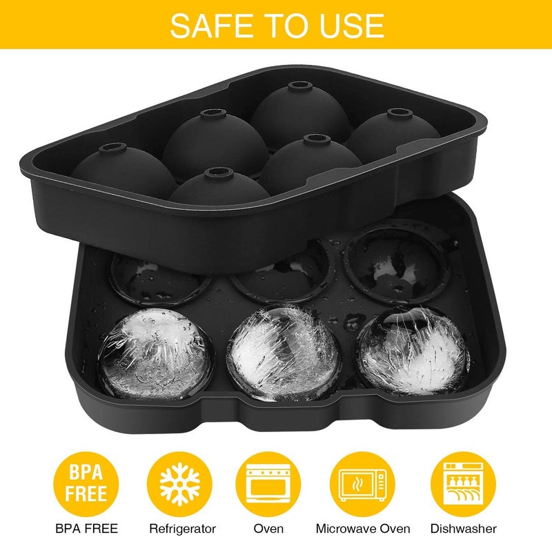 Luvina Ice Cube Trays Silicone Ice Ball Maker with Lid Ice Cube Molds for Whiskey, Reusable and BPA Free Ice Cube Trays Silicone Round Black (1) - Image 3
