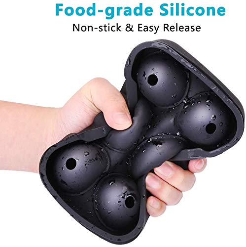 Luvina Ice Cube Trays Silicone Ice Ball Maker with Lid Ice Cube Molds for Whiskey, Reusable and BPA Free Ice Cube Trays Silicone Round Black (1) - Image 4