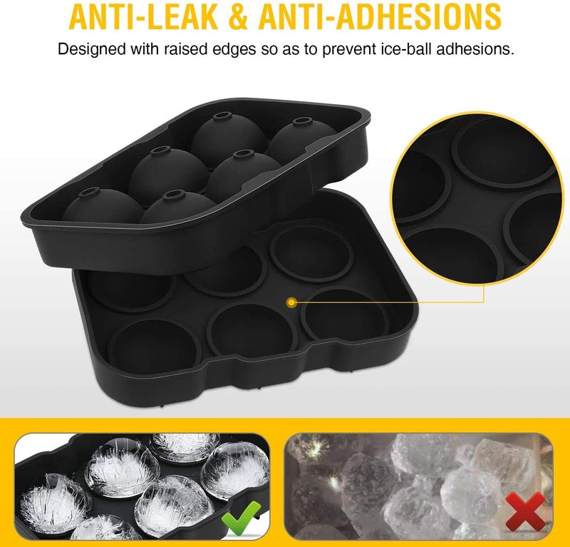Luvina Ice Cube Trays Silicone Ice Ball Maker with Lid Ice Cube Molds for Whiskey, Reusable and BPA Free Ice Cube Trays Silicone Round Black (1) - Image 2