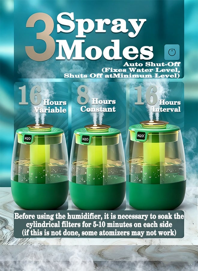 Humidifiers for Bedroom Home,2L Top Fill Cool Mist Air Humidifiers for Baby Nursery & Plants, 3-IN-1 Quiet Oil Diffuser & Night Light for Large Room, Auto Shut-off, BPA-Free, 30H - Image 3