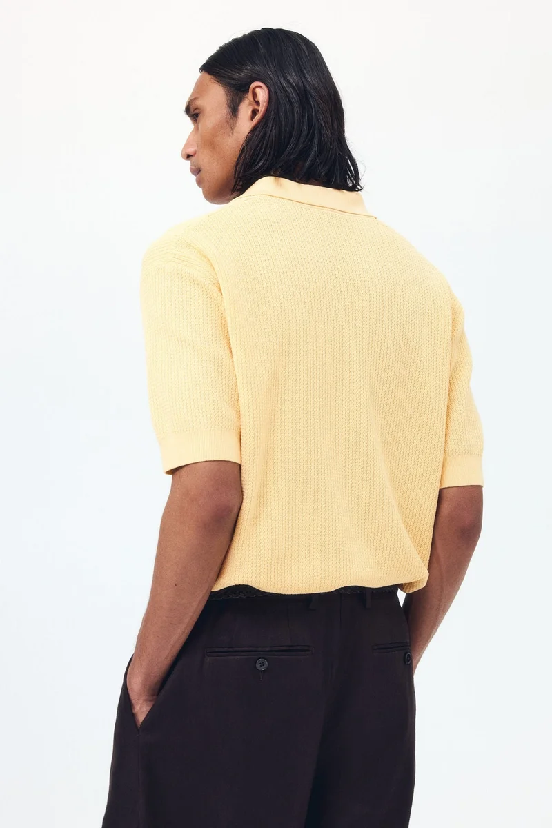H&M  Regular Fit Cable-knit polo shirt for Men | Best Price UAE