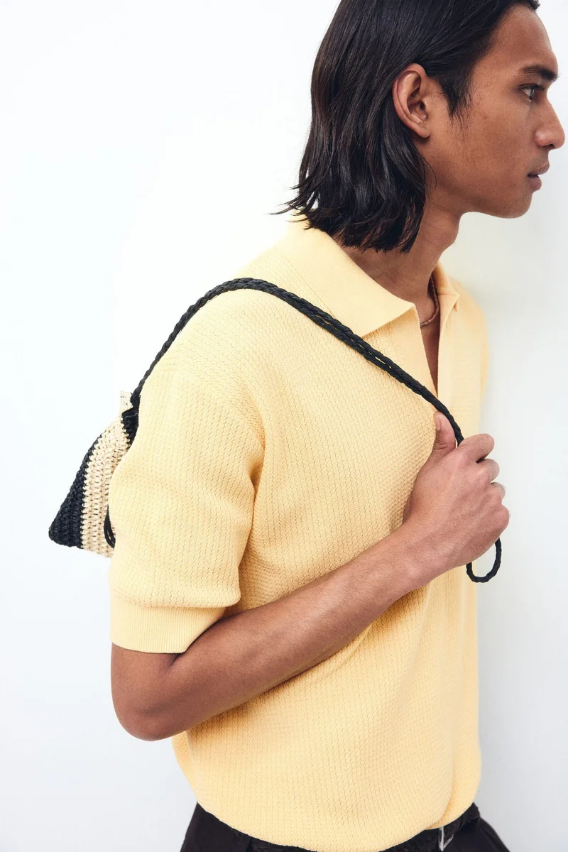 H&M  Regular Fit Cable-knit polo shirt for Men | Best Price UAE