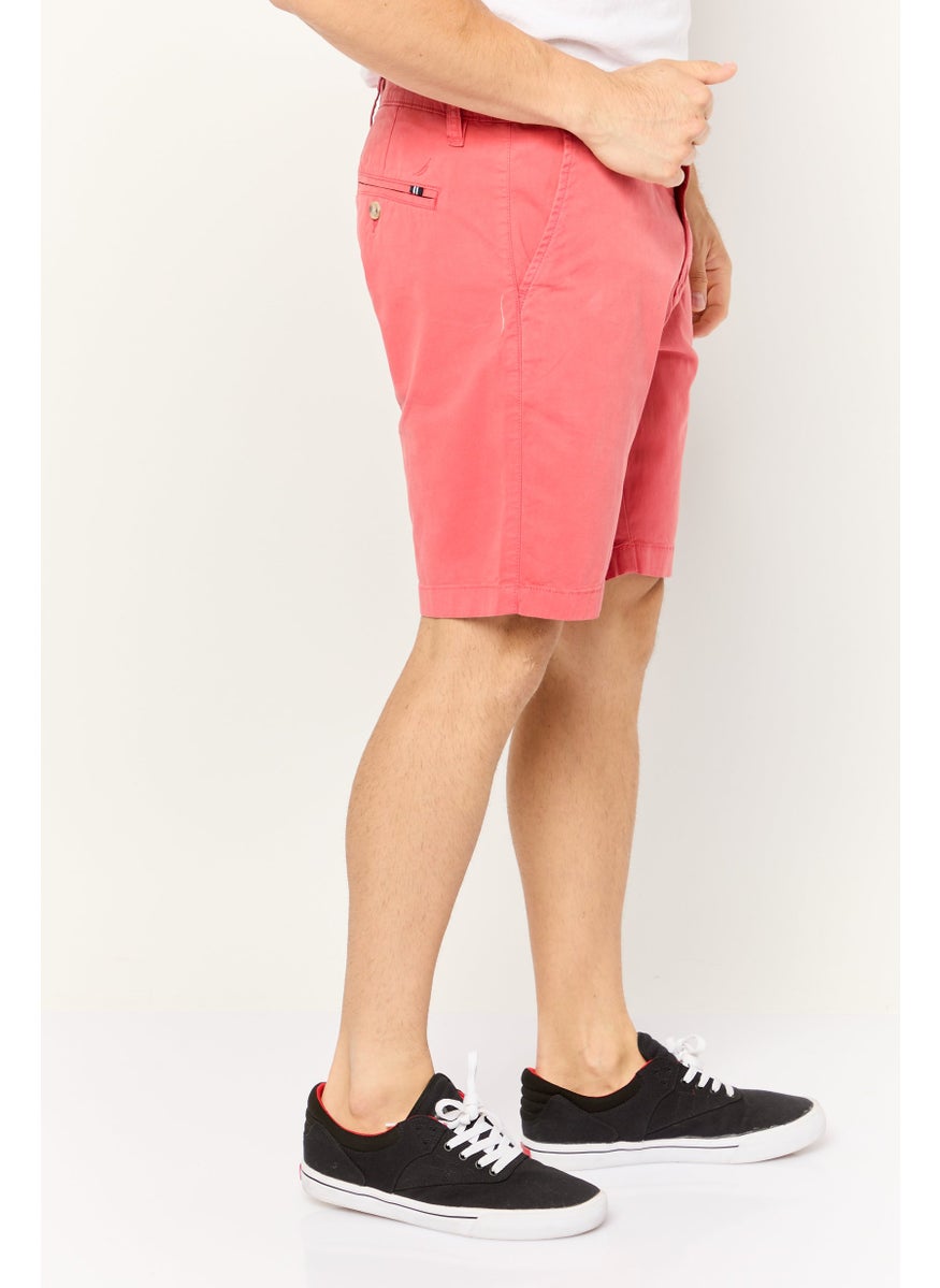 NAUTICA Men Slim Fit Solid Chino Shorts, Red  - Image 3
