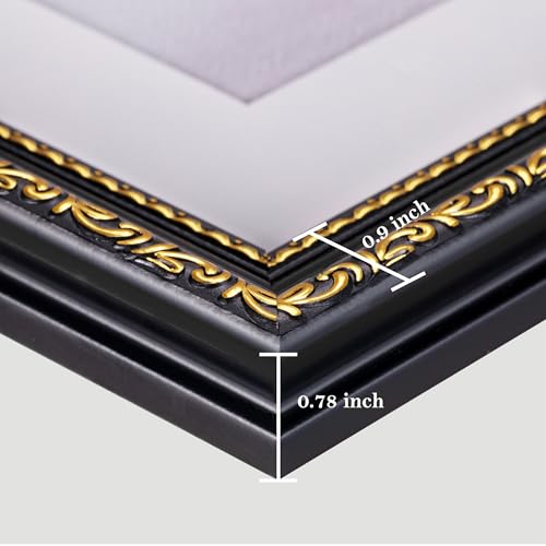 eletecpro 4x6 Picture Frames Set of 4, Gothic Frame with Glass Cover, Ornate Vintage Photo Frames 4 by 6 Display 3.5x5 Photo with Mat or 4x6 without Mat for Tabletop or Wall Decor, Black Gold - Image 5