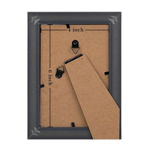 eletecpro 4x6 Picture Frames Set of 4, Gothic Frame with Glass Cover, Ornate Vintage Photo Frames 4 by 6 Display 3.5x5 Photo with Mat or 4x6 without Mat for Tabletop or Wall Decor, Black Gold - Image 4