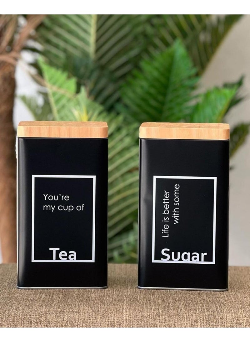 Square Metal Tea Jar, Black, Airtight Lid, Stylish Design for Modern Kitchen - Image 4
