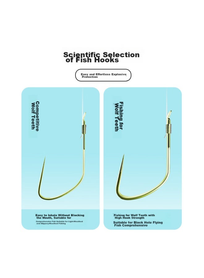 Fishing King Fishing Prince Double Hook Wolf Tooth Compeion Black Pit Anti-tangle Complete Set Pre-tied Fishing Hooks Rig, Double Hook 9# Line 1.2-1.5 - Image 2