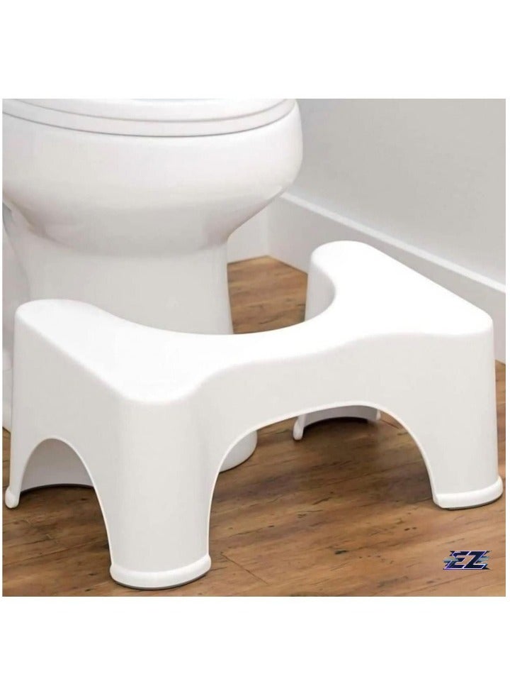 ELTRAZONE Squat Toilet Seat Leg Stool 8 Inch (White) – Comfortable, Sturdy Foot Step for Western Toilets – Portable and Ergonomic Footrest for Potty – Made in India  - Image 1