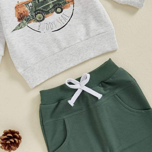 Lucikamy Toddler Baby Boy Fall Winter Outfits Tractor Print Long Sleeve Sweatshirt + Pants Set Kids Sweatsuit Clothes (A-Gray, 12-18 Months) - Image 4