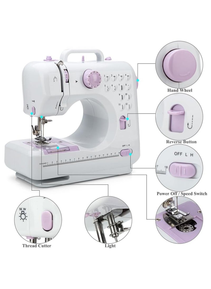 Multifunction Mini Sewing Machine YASM-505A Small Electric Sewing Machines with 2 Speed 12 Built-in Stitch Patterns Sewing Machine For Beginners