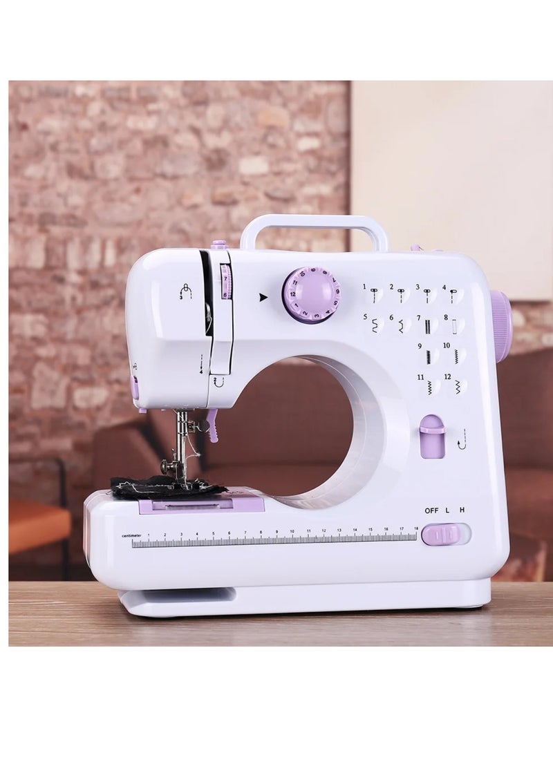 Multifunction Mini Sewing Machine YASM-505A Small Electric Sewing Machines with 2 Speed 12 Built-in Stitch Patterns Sewing Machine For Beginners