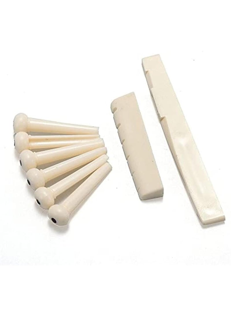 SOLDOUT 6-String Guitar Bridge Pins Saddle Nut Tailpiece Guitar Parts and Accessories for Acoustic Guitar (Pack of 8)  - Image 1