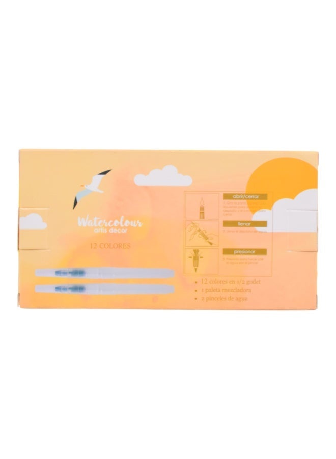 12 Watercolor Painting Set with Paintbrush - Image 3