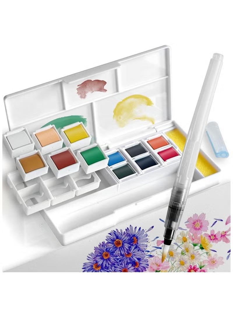 12 Watercolor Painting Set with Paintbrush - Image 4