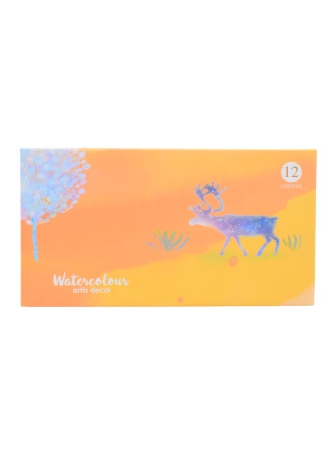 12 Watercolor Painting Set with Paintbrush - Image 2