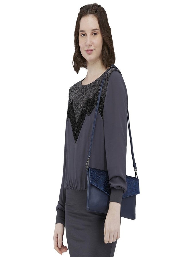 Caprese Ava Clutch, Large | Versatile Clutch for Women with Adjustable & Detachable Straps & Secure Zip Closure | Stylish Shoulder Bag | Perfect for Parties, Weddings & Special Occasions (Navy) - Image 2