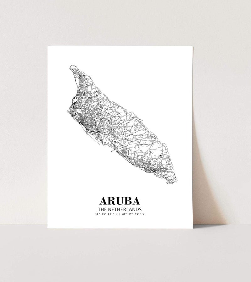 Eleville 24X36 Unframed Aruba The Netherlands City View Abstract Road Modern Map Art Print Poster Wall Office Home Decor Minimalist Line Art Hometown Housewarming wgn243 - Image 3
