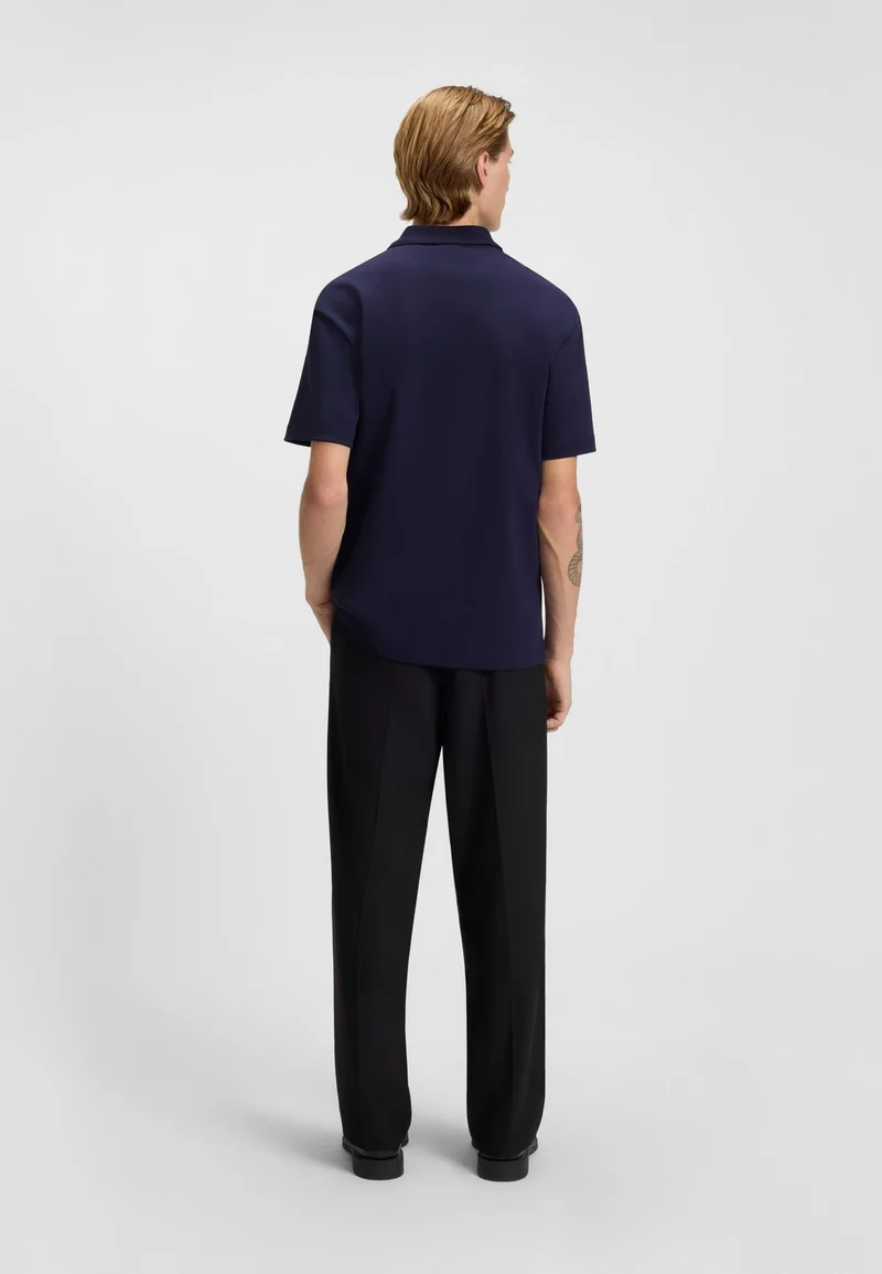 HUGO Interlock-cotton polo shirt with stacked logo