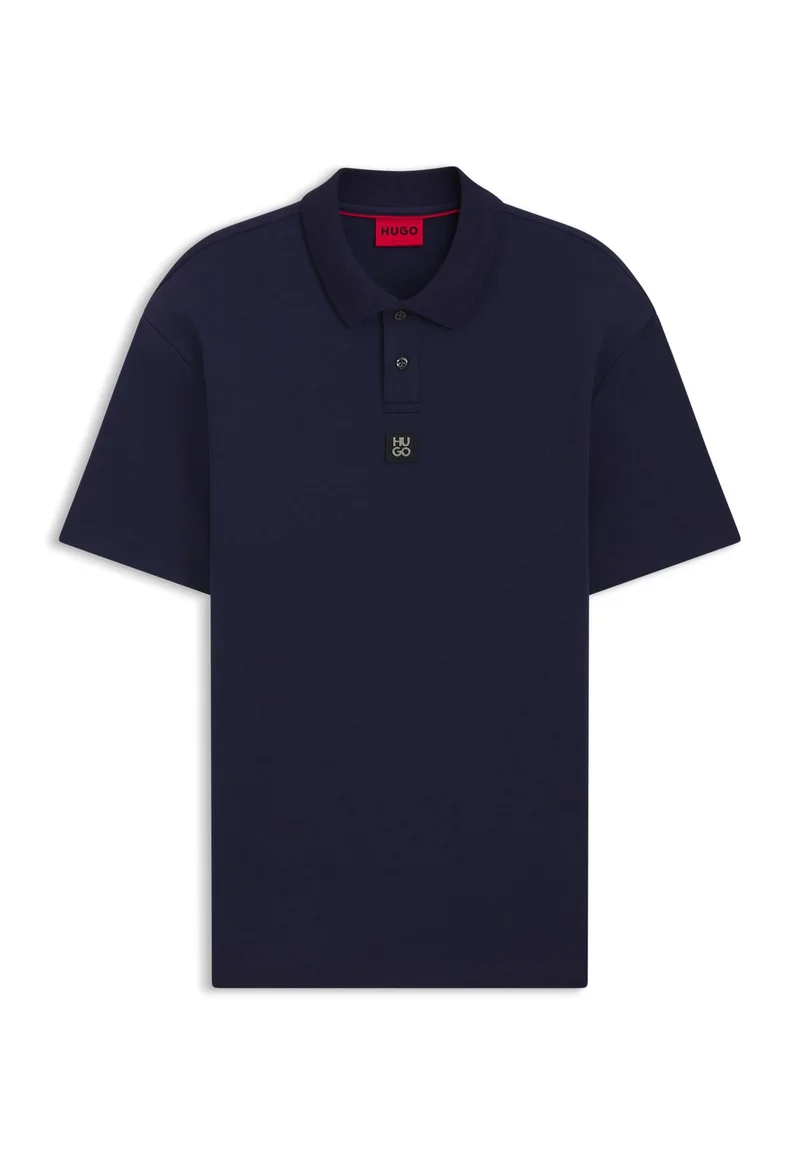 HUGO Dark Blue Interlock-cotton polo shirt with stacked logo for Men | Best Price UAE