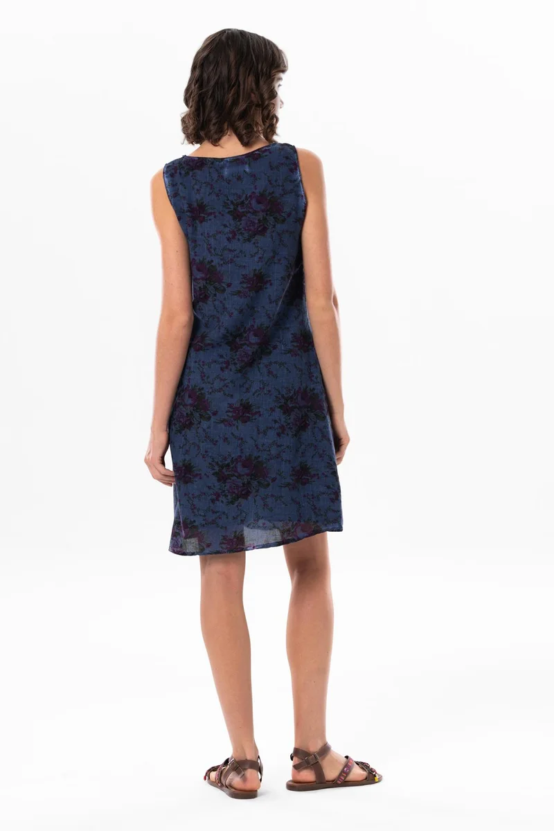 اليش شيل بيزي Sleeveless Sile Cloth Belkis Short Summer Dress Indigo indg